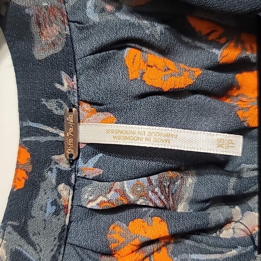 Free People Pebble Crepe Tunic Womens XS Multi Floral Oversized Smocked Boho Top - Picture 8 of 12